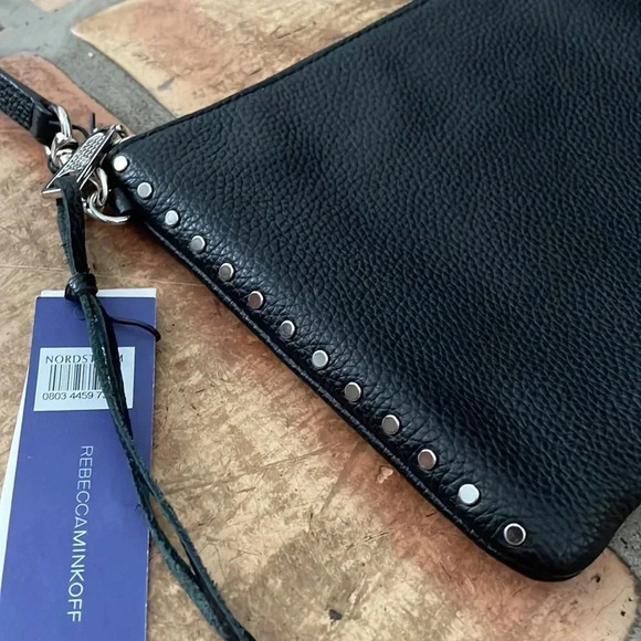 NEW ✨ Rebecca Minkoff Black Leather Bag w Silver Hardware and Studs Adj Strap - Picture 8 of 12